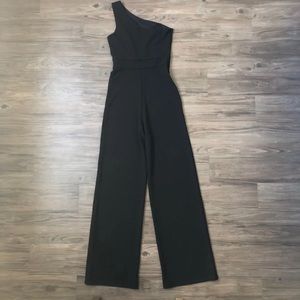 Lulus One Shoulder Black Jumpsuit XS